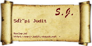 Sápi Judit névjegykártya
